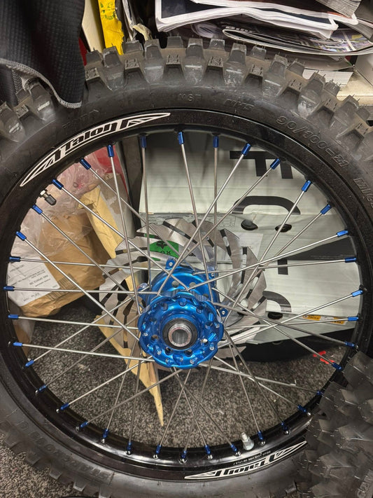 Brand new Yamaha wheels talon blue hubs black rims blue nippz Heavy duty tubes  New discs rear sprocket  Michelin tyres  Rrp £1250  Ono fits all yz yzf  23-26