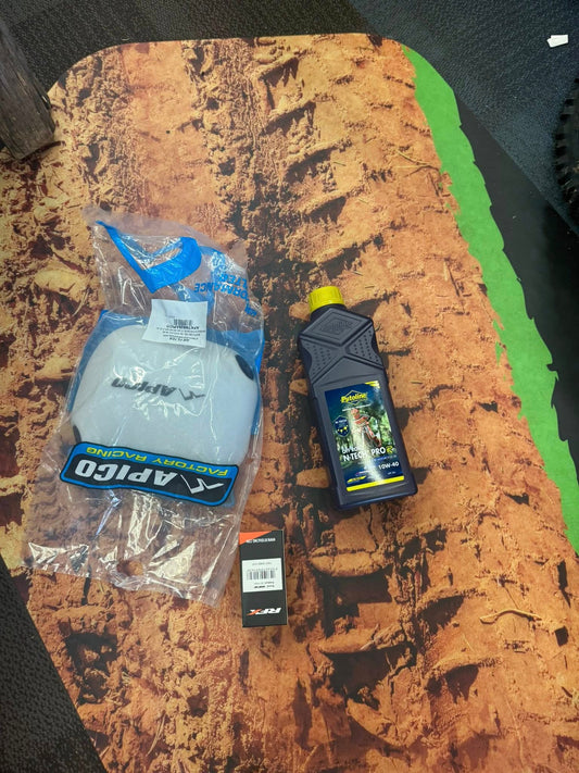 Service kit deals £50 always on 💥  includes  4/ bike 1x oil putoline 4/ 1x oil filter any bike 1x air filter  2/ bikes 1x mx 5 1x gp10 1x air filter  Can be posted extra £