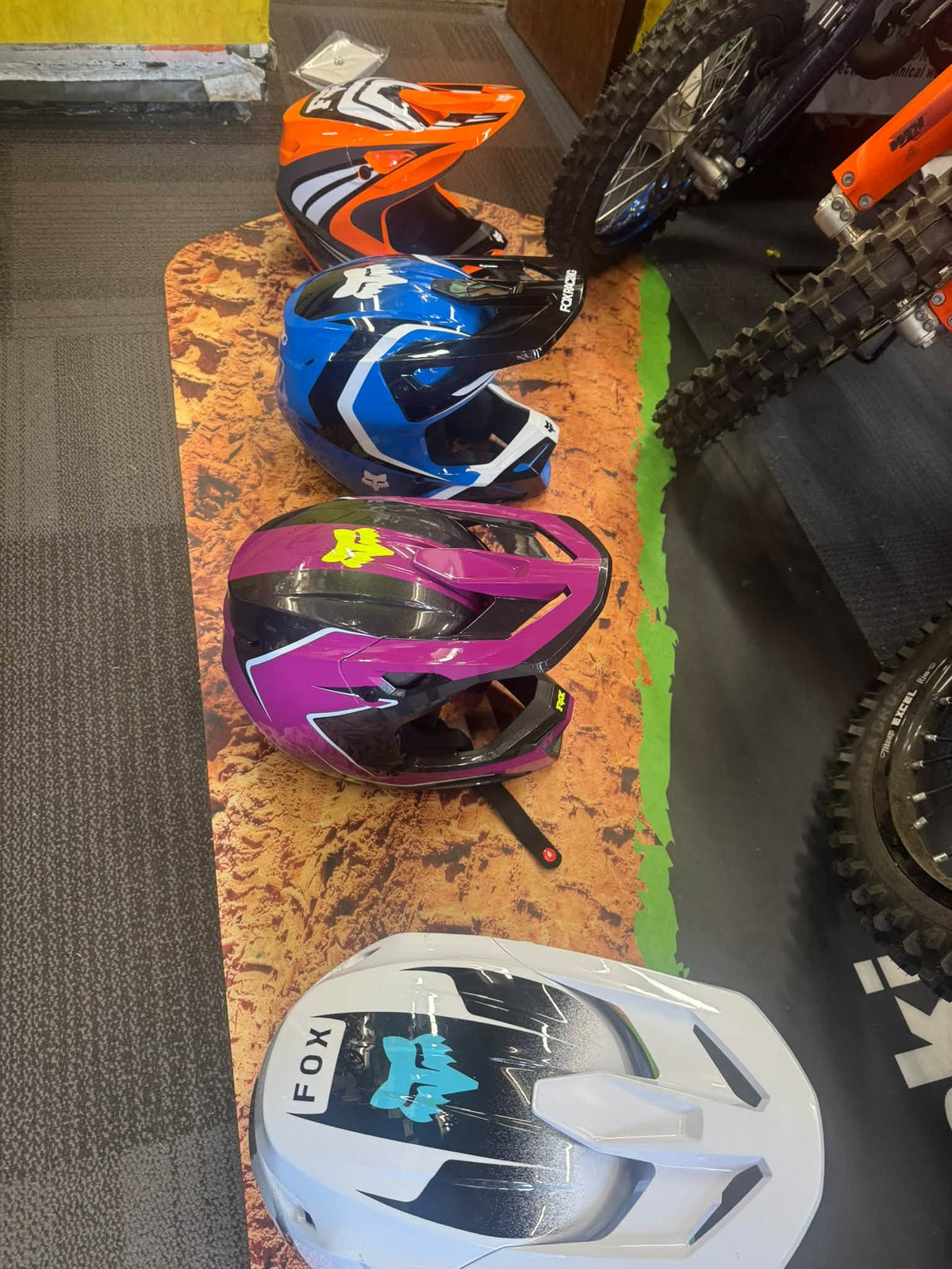 New fox v1 helmets released rrp £219 Our price £190 mega deals Ava in store or postage Ava extra  Kits landing October  Package deals available See les
